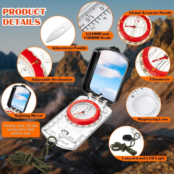 Xuhal 2 Pcs Sighting Compass Mirror Adjustable Declination Compass for - Image 2