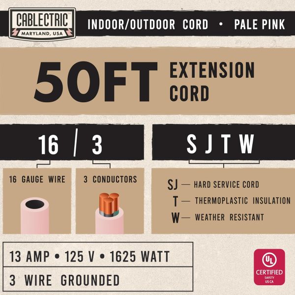 Outdoor Extension Cord 50 ft - 16 Gauge 13 Amp Heavy Duty Power Extension - Image 2