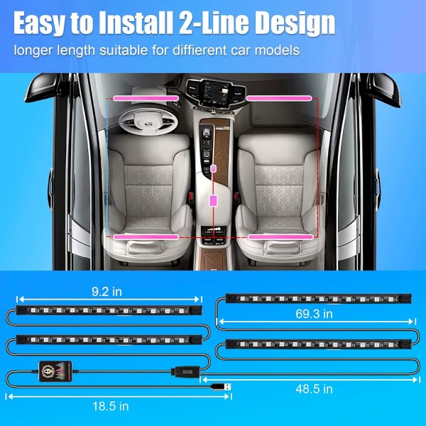 LivTee Smart RGB LED Interior Lights, 2 Lines Design with USB Port, App - Image 5