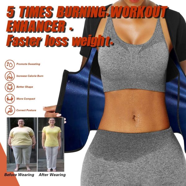 Sauna Suit Shirt For Women Weight Loss Waist Trainer Sweat Vest Workout - Image 3