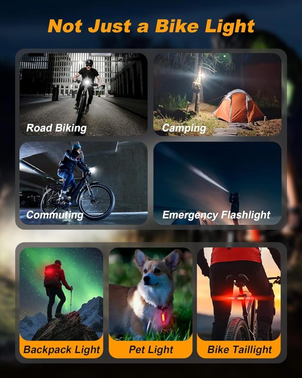 Super Bright Bike Lights for Night Riding, USB Rechargeable Mountain - Image 7