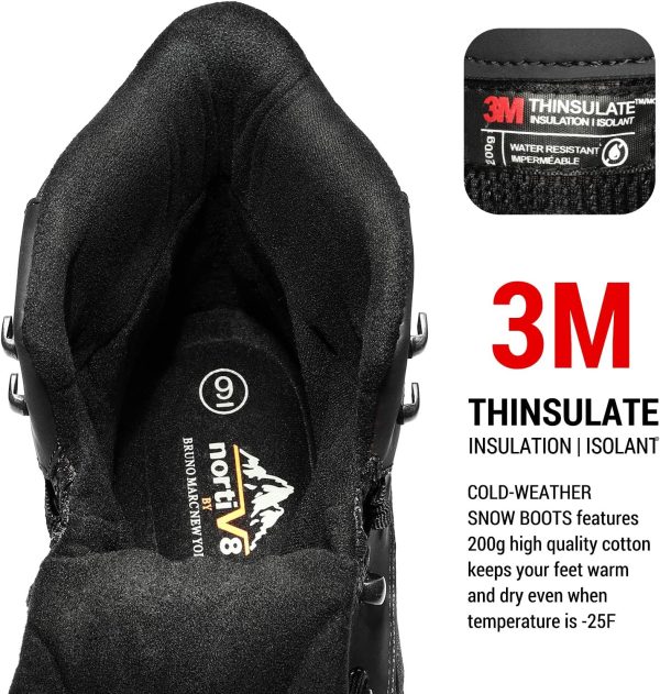 NORTIV 8 Men's Insulated Waterproof Construction Hiking Winter Snow Boots - Image 2