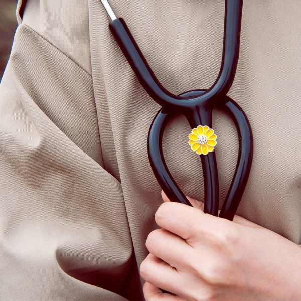 2 Pack Sunflower Bling Stethoscope Charms, Unique Stethoscope Id Name Tag - Image 7