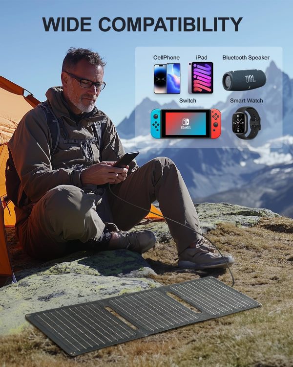 21W Portable Solar Panel, Foldable Solar Panel Charger(5V/3A), IP67 - Image 6