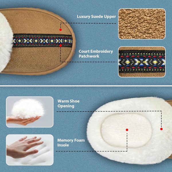 CROVA Slippers For Women Indoor and Outdoor Fuzzy House Slippers Memory - Image 4