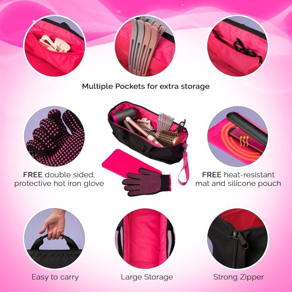 Hair Tool Travel Bag with Heat Resistant Mat for Flat Iron, Straighteners, - Image 2