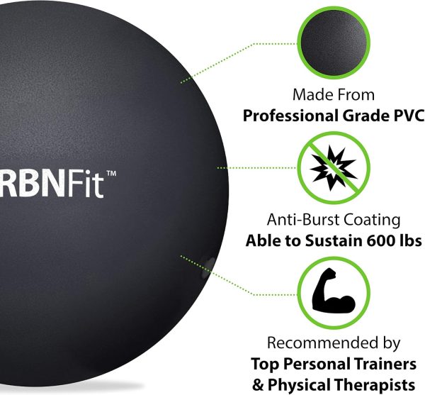 URBNFit Small Exercise Ball - 9-inch Mini Pilates Ball with Fitness Guide - Image 2
