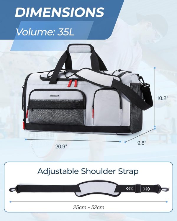 BAGSMART Gym Bag for Women & Men, 35L Sports Travel Duffel Bag with Shoe - Image 7