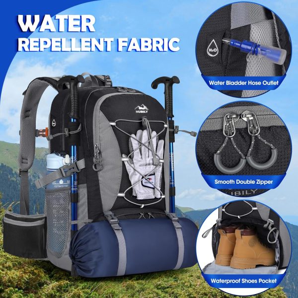 NUBILY 50L Hiking Backpack Waterproof Camping Backpack for Men Women - Image 3