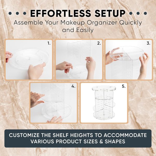 Masirs, Rotating Makeup Organizer - Adjustable Shelf Height and Fully - Image 5