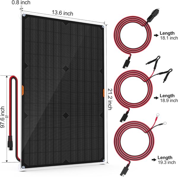 OYMSAE 30 Watt 12 Volt Solar Panel Solar Trickle Charger 30W 12V Portable - Image 5