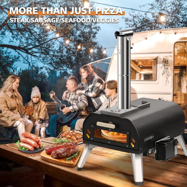 Sounday Pellet Pizza Oven Outdoor, 12" Outdoor Pizza Oven with 360°Auto - Image 6