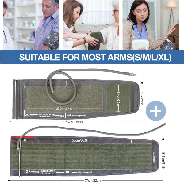 Full-Size Blood Pressure Replacement Cuffs - 5.9-9.5 & 9-21 Inches, Fit - Image 5