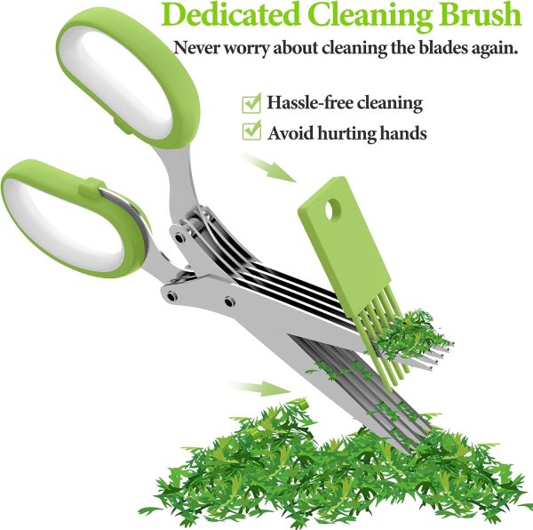 Herb Scissors, Kitchen Herb Shears Cutter with 5 Blades and Cover, Sharp - Image 6