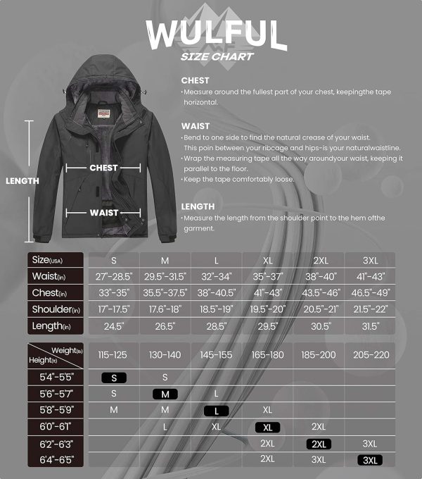 WULFUL Men's Waterproof Ski Jacket Warm Winter Snow Coat Mountain - Image 6