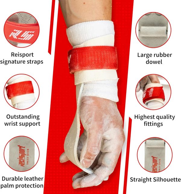 Reisport Men's Ring Gymnastics Grips - Durable Leather Hand Grips for - Image 3