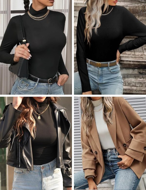 Ekouaer Women's Turtleneck Long Sleeve Shirts Fall Fashion Lightweight Base - Image 5