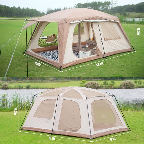 Vidalido 8-10 Person Camping Tent with 3 Door 2 Room Large Family Cabin - Image 2