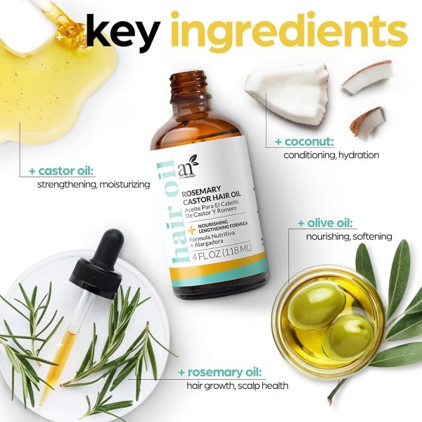 Artnaturals Organic Rosemary Castor Hair Oil + Massager Hair Growth Set - Image 5