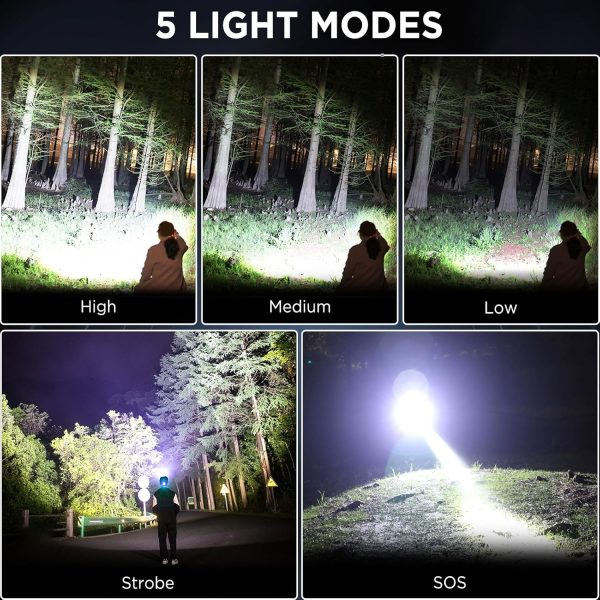 LED Rechargeable Headlamp, 990,000 Lumens Super Bright Head Lamp with 5 - Image 4