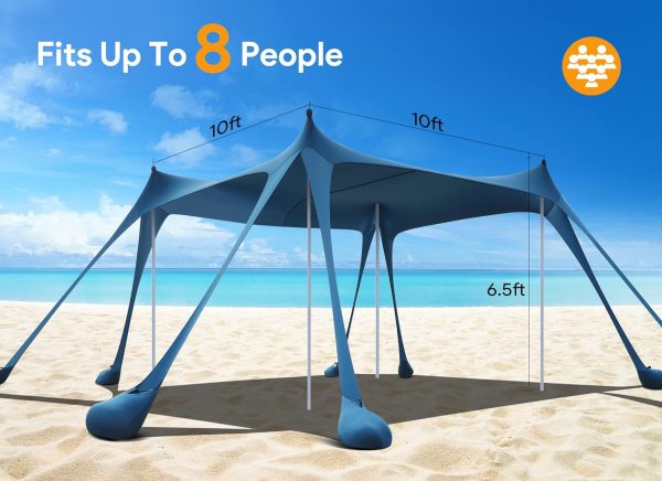 Osoeri Beach Tent, Camping Sun Shelter UPF50+ with 8 Sandbags, Sand - Image 2