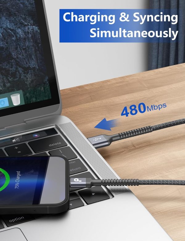 iPhone Charger Cable 2Pack 6FT, Nylon Braided Lightning Cable, [Apple MFi - Image 4