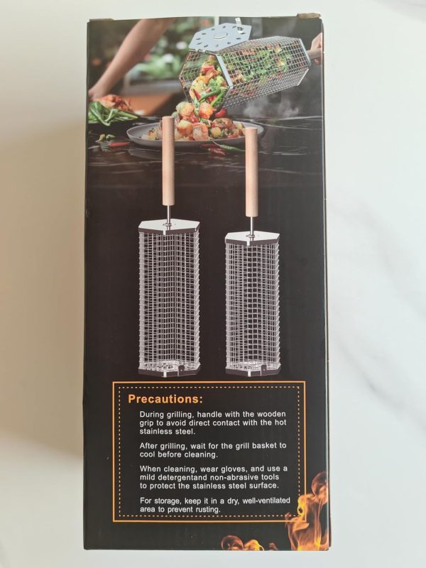 Nesting Grill Baskets (2PCS, 2024), Removable Wooden Handle, 304 Stainless - Image 12