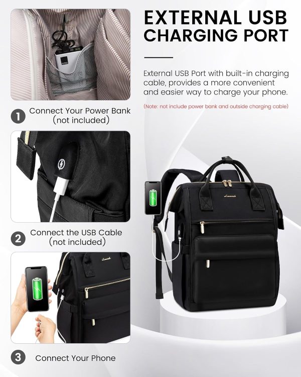 LOVEVOOK Laptop Backpack Purse for Women Waterproof Teacher Nurse Bag, 18 - Image 5