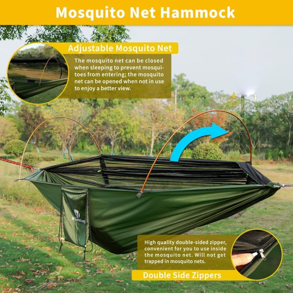 Camping Hammock with Mosquito Net and Rain Fly Cover Portable Lightweight - Image 7