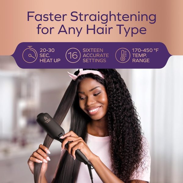 Professional Dual Voltage Hair Straightener Brush, Hair Straightening Brush - Image 5