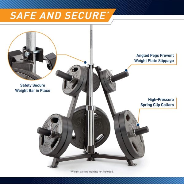 Marcy Olympic Weight Plate Tree for 2-Inch Plates Weight Storage Rack - Image 4