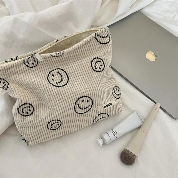 Cosmetic Bags for Women - Corduroy Cosmetic Bag Aesthetic Women Handbags - Image 2