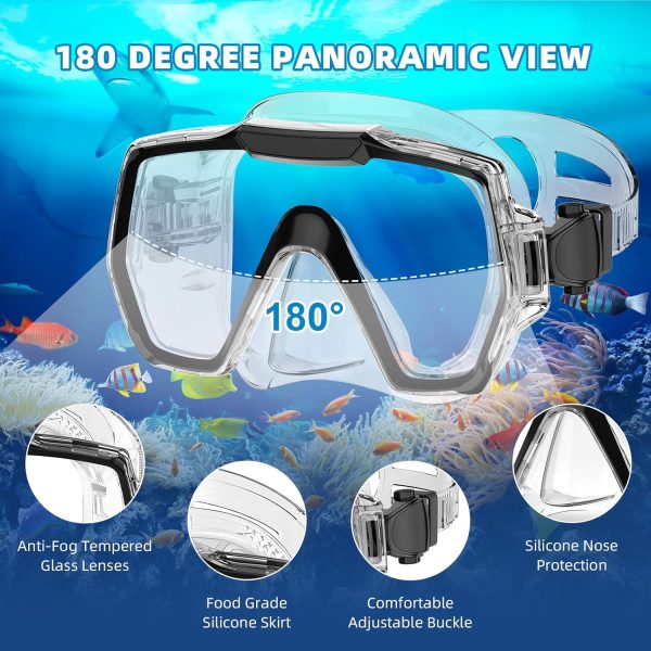 Snorkel Set Adults Snorkeling Gear Anti-Leak and Anti-Fog Tempered Glass - Image 4