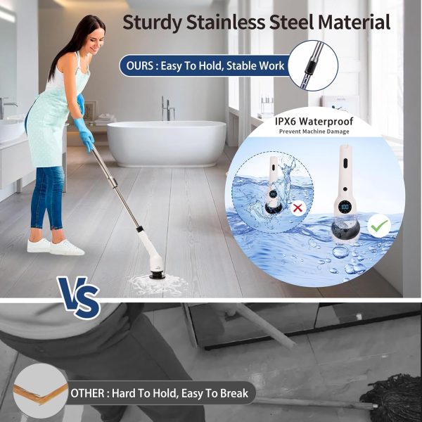 Electric Spin Scrubber, 9 in 1 Cordless Cleaning Brush with Type C USB - Image 8