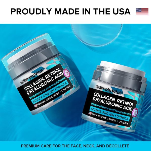 SimplyVital Collagen, Retinol & Hyaluronic Acid Cream - Anti-Aging Face - Image 3