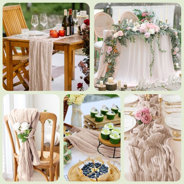 Wokceer Cheesecloth Table Runner 12Pack 10FT Nude Pink Christmas Gauze - Image 7