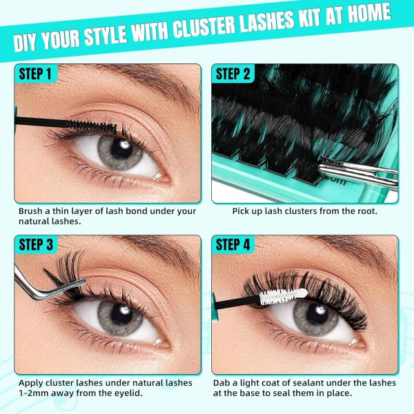 Lash Extension Kit 280Pcs,DIY Individual Lashes Clusters Kit,Lash Bond And - Image 7