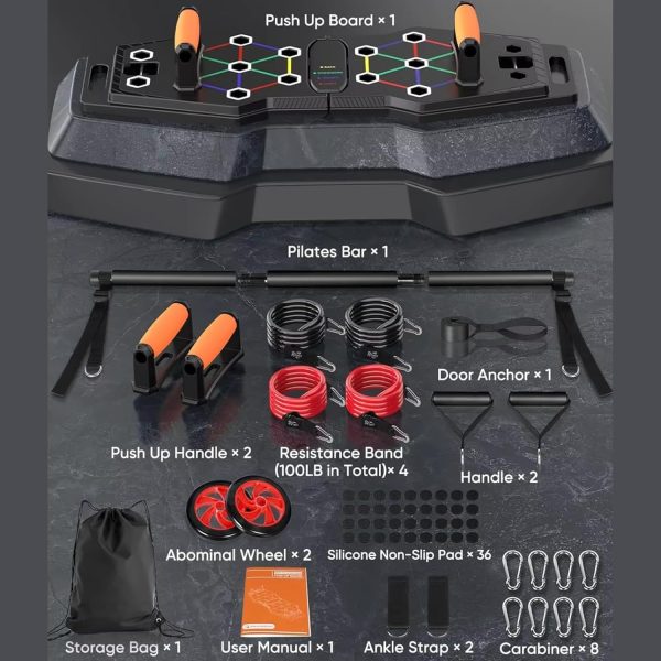 Push Up Board, Portable 25-In-1 Push up Board for Men, | Pilates Bar & - Image 2