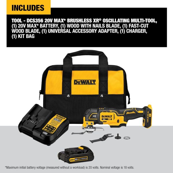 DEWALT 20V MAX XR Oscillating Tool Kit, 3 Speed, With Blades, Battery and - Image 3