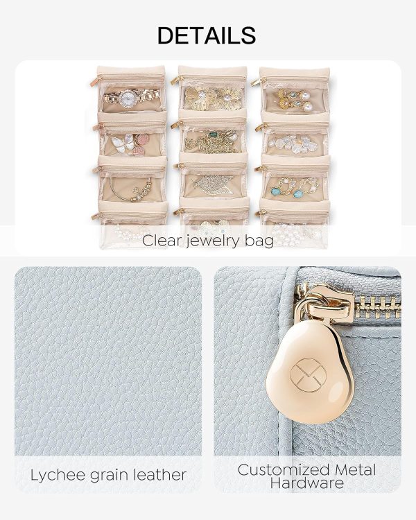 Vlando Travel Jewelry Case,Jewelry Organizer with 12 Pcs Velvet Jewelry - Image 3
