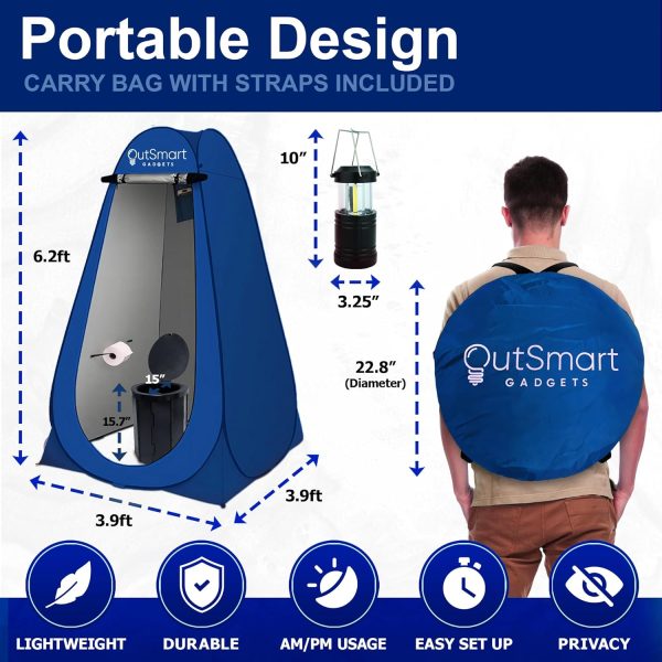 Outdoor Portable Toilet Set for Adults with Camping Night Lantern, Folding - Image 2
