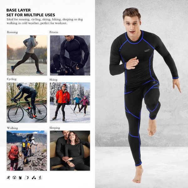 Thermal Underwear for Men Long Johns Set with Fleece Lined Base Layer Top - Image 4