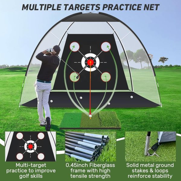 Golf Net, Golf Practice Net with Golf Mat, Golf Hitting Aid Nets 10x7FT for - Image 2