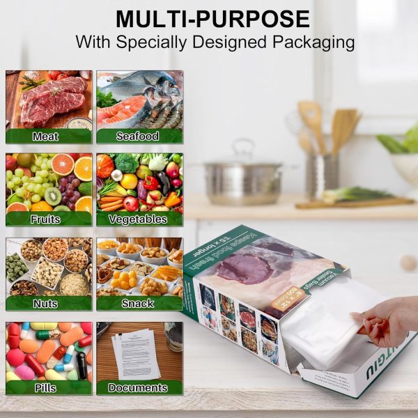 600 Vacuum Sealer Bags for Food, 8 x 12 Inch Precut, BPA Free Quart Bags, - Image 6