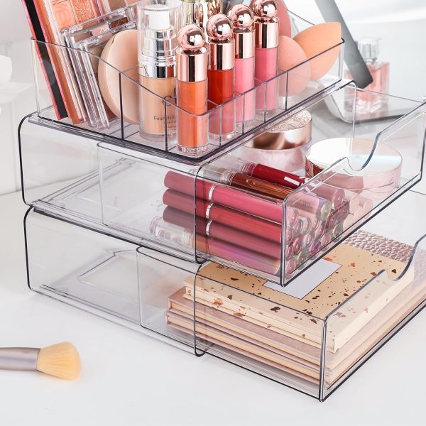 Vtopmart 3 Tier Clear Makeup Organizer with Drawer, Cosmetic Storage for - Image 2