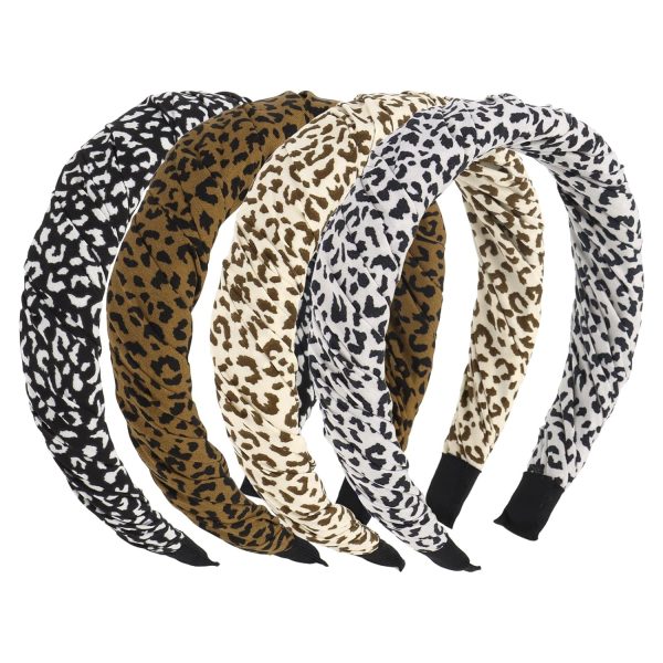 YARIEW 4 Pcs Leopard Print Headbands for Women Girls Wide Padded Headband - Image 2