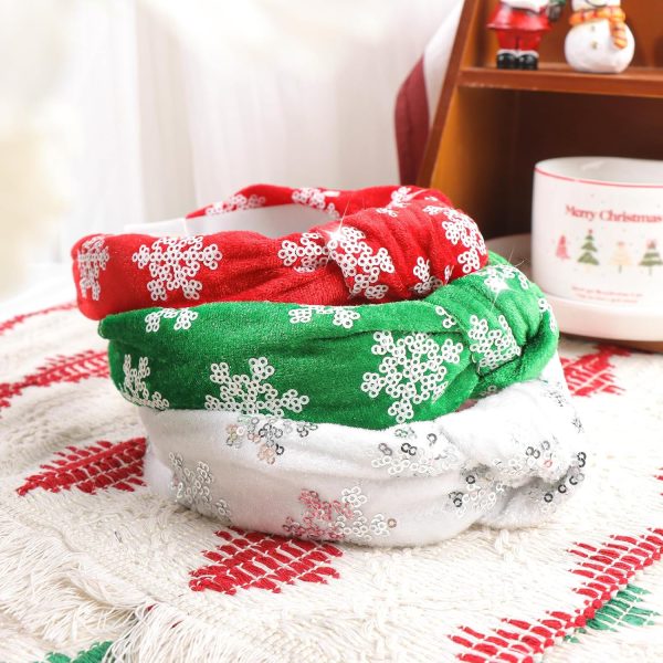 YanJie Christmas Headband for Women Girls Snowflake Xmas Knotted Headbands - Image 7