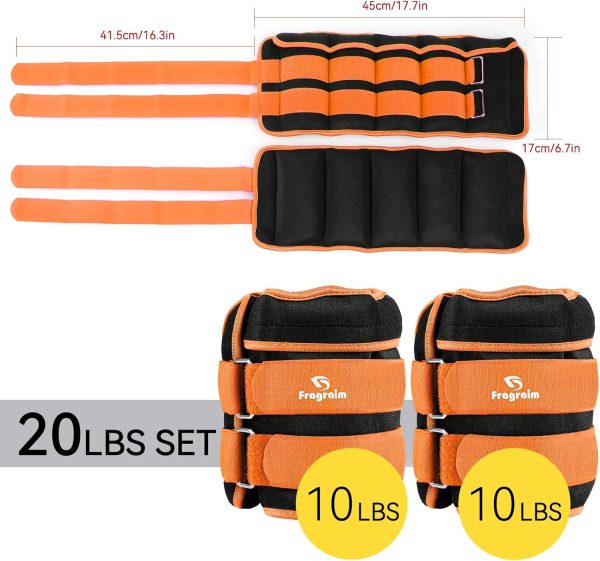 Fragraim Adjustable Ankle Weights 1-3/4/5/6/8/10/12/15/20 LBS Pair with - Image 2