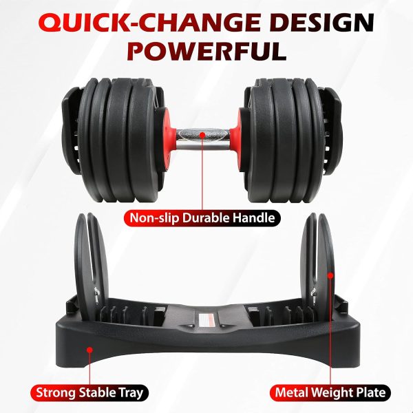 All in One Adjustable Dumbbells, Tahoe Trails Dumbbell Set from 5.5-55 lbs, - Image 3