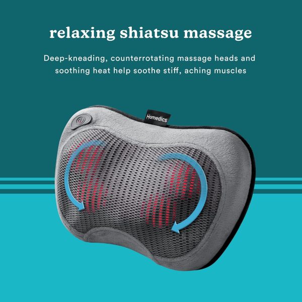 Homedics Cordless Shiatsu All-Body Massage Pillow with Soothing Heat, - Image 4